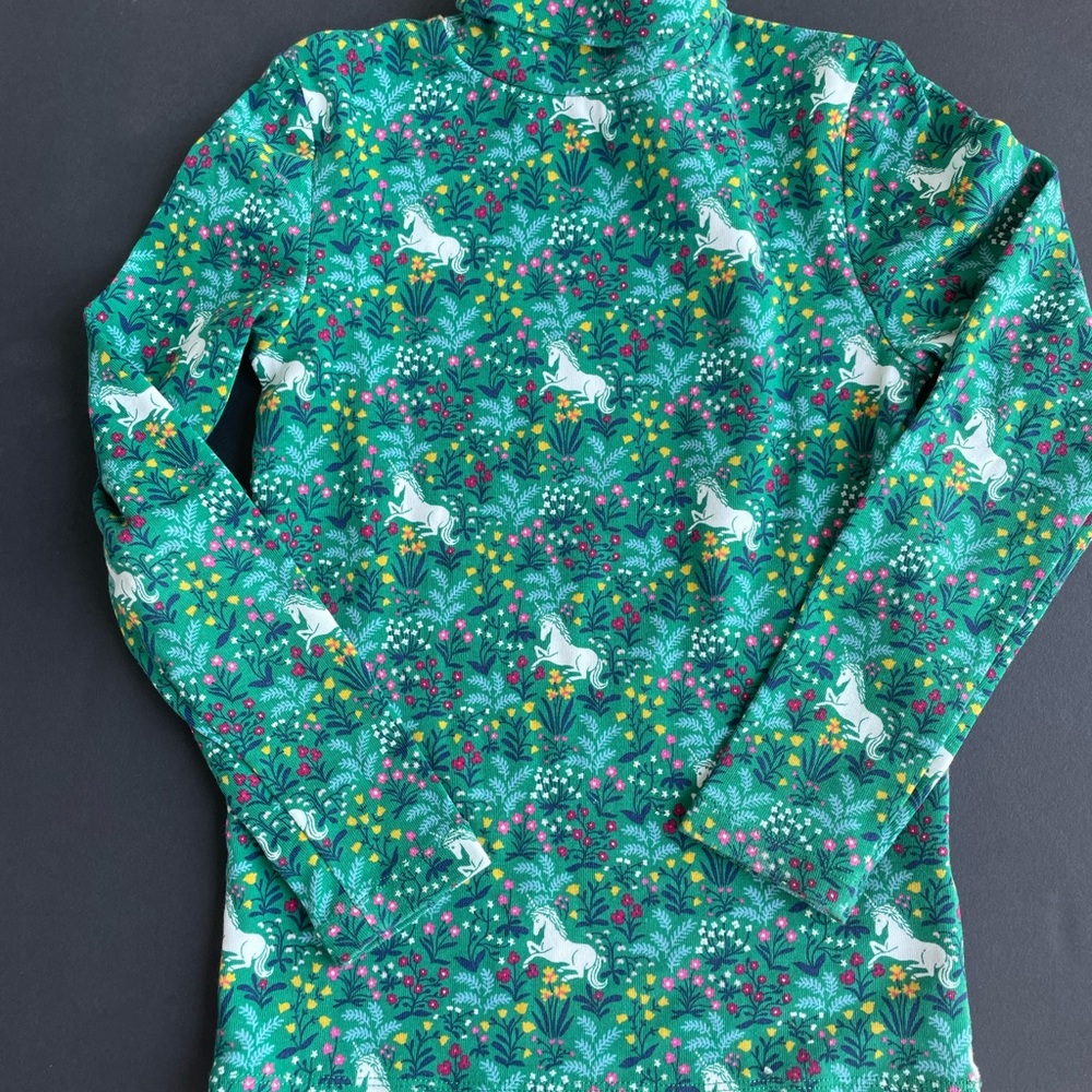 Unicorn Print Kids Long Sleeve turtleneck - Green